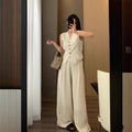 Tencel Linen Sleeveless Vest Wide-Leg Pants Set