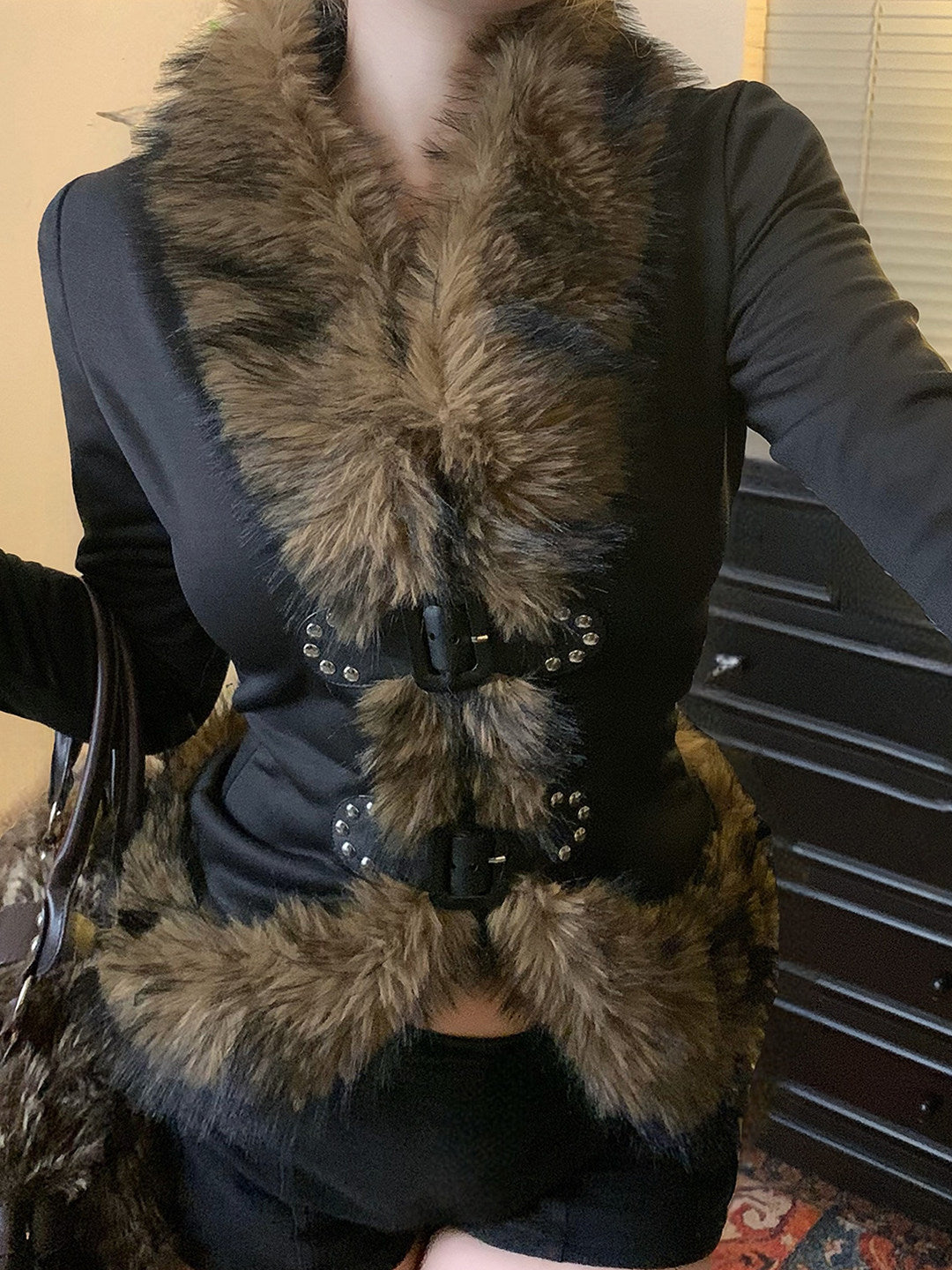 Fur Collar Patchwork Jacket