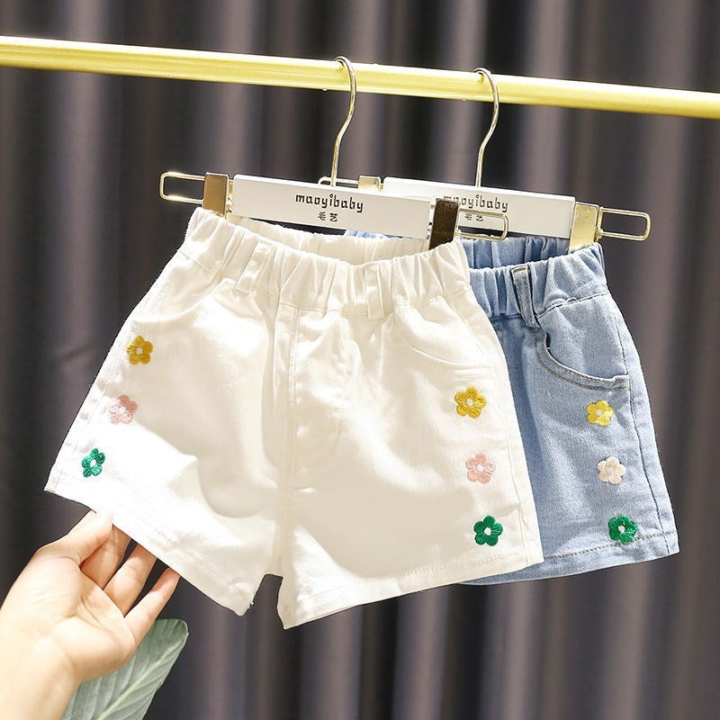 Girls' Denim Shorts Cotton Elastic Waist