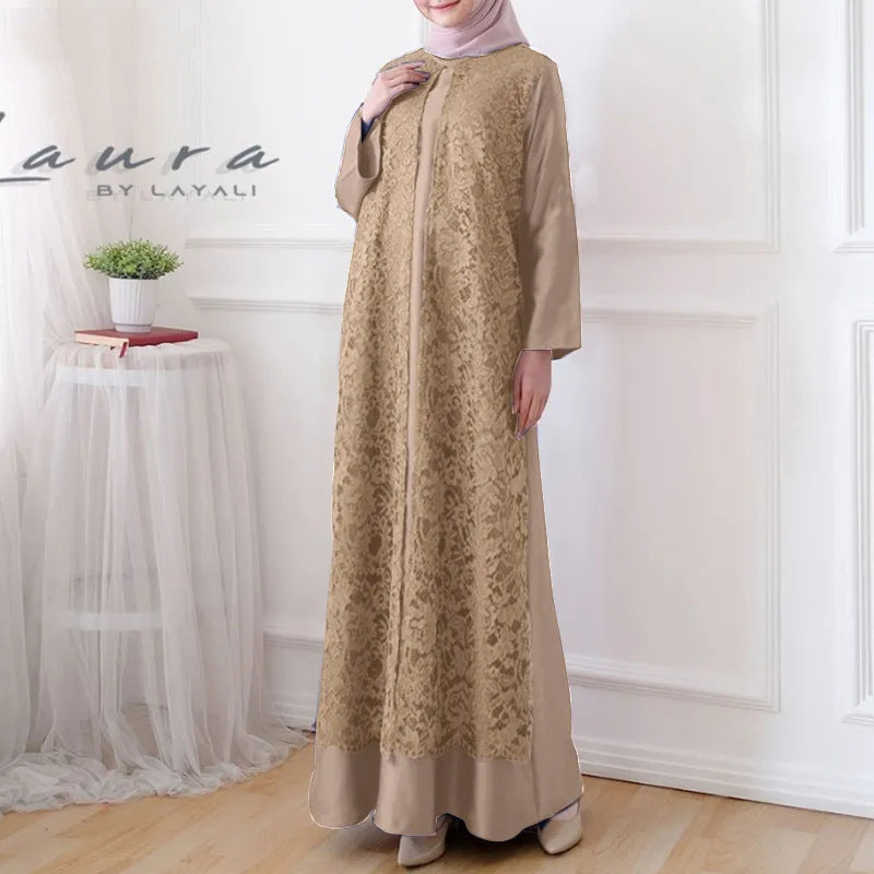 Long robe-style pullover dress