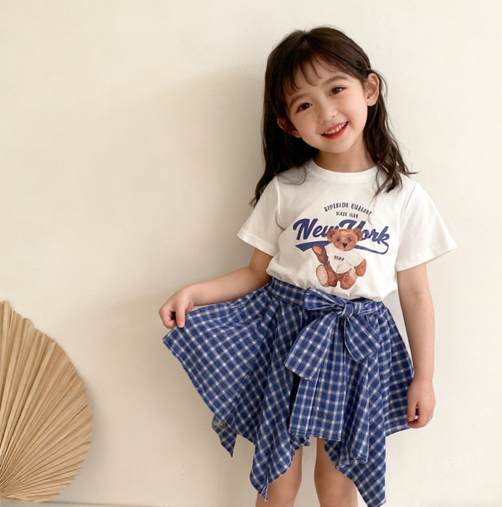 Girls' Cartoon Print T-Shirt and Skirt Set