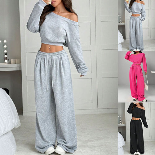 Casual Solid Color Sweat Set