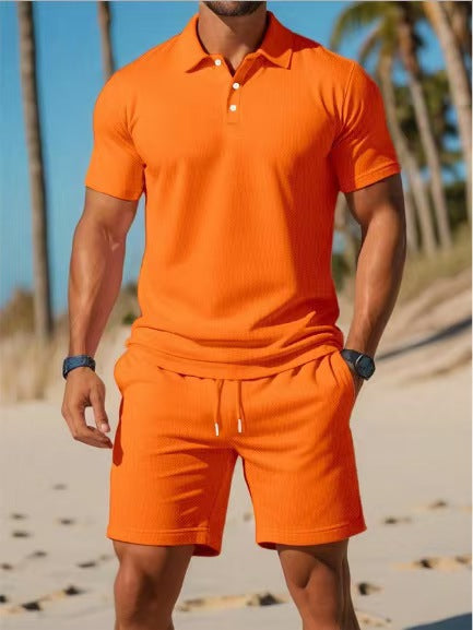 Men's Slim Fit Polo Shirt and Shorts Set