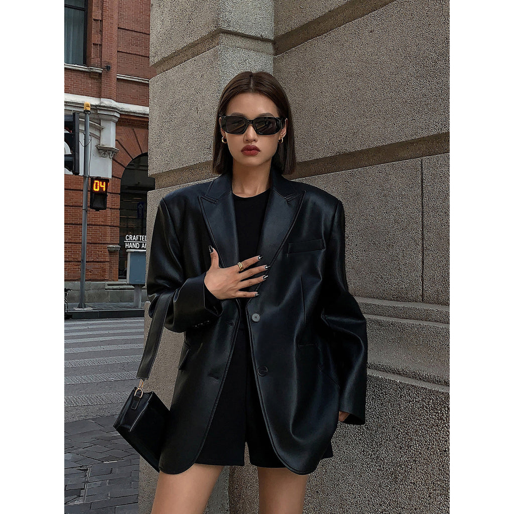 Leather suit jacket