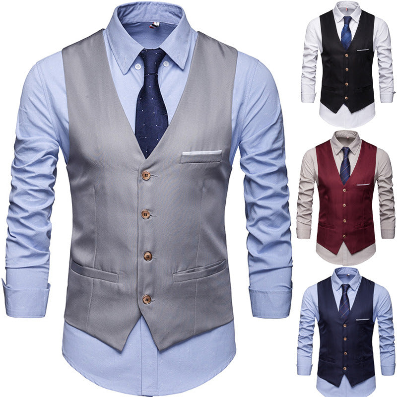 Suit Vest Men's Best Man Group Dress Vest Business Casual Suit Men's Vest Korean-style Slim-fit Vest