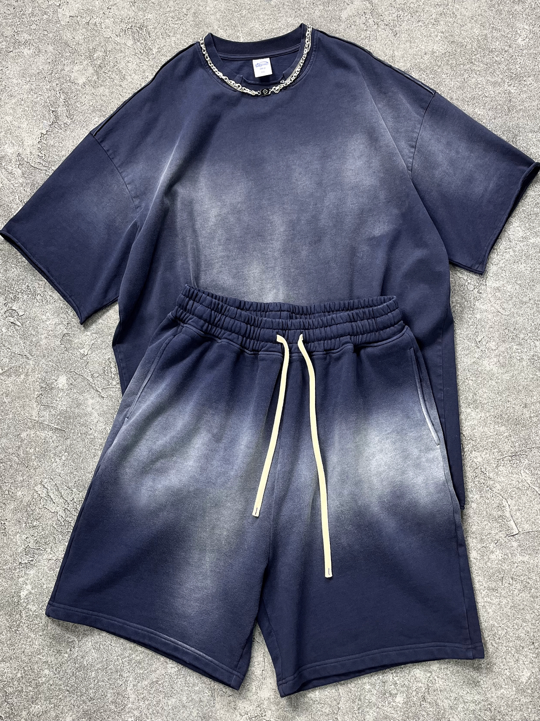 Vintage-style short-sleeve two-piece set