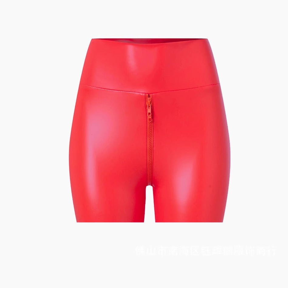 Women's High-Waisted PU Leather Shorts