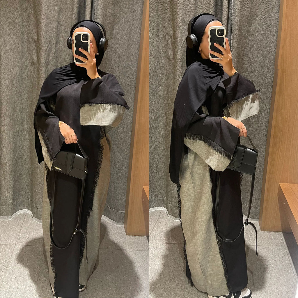 Elegant robe set dress, belt, and cardigan