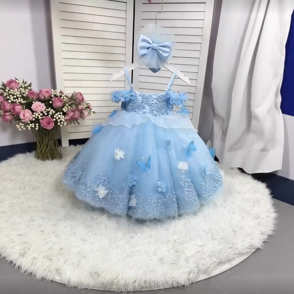 Lace puff dress for children