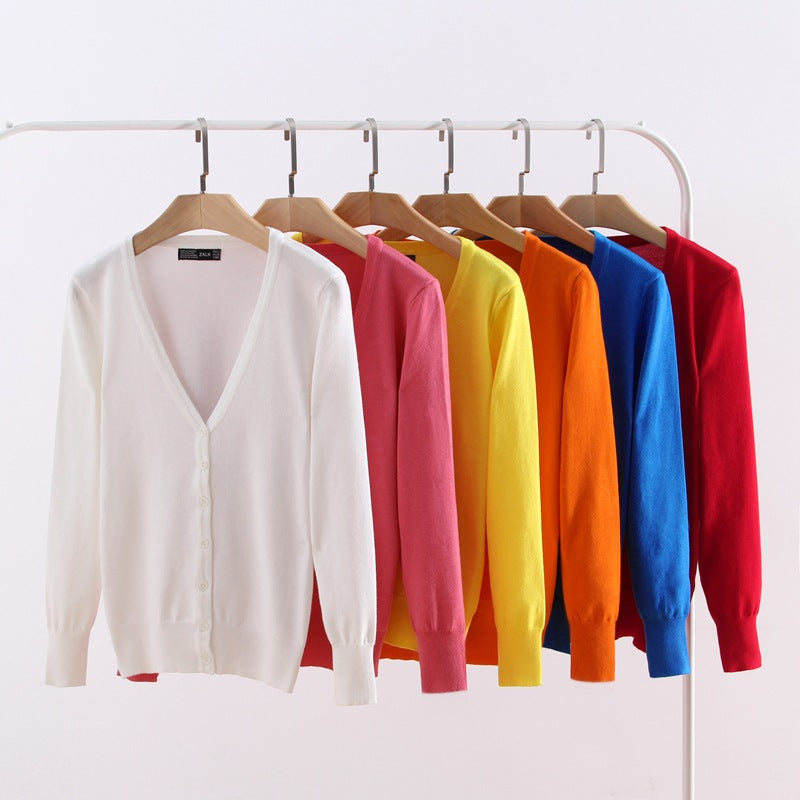 Cardigan, shawl, long-sleeved V-neck short coat