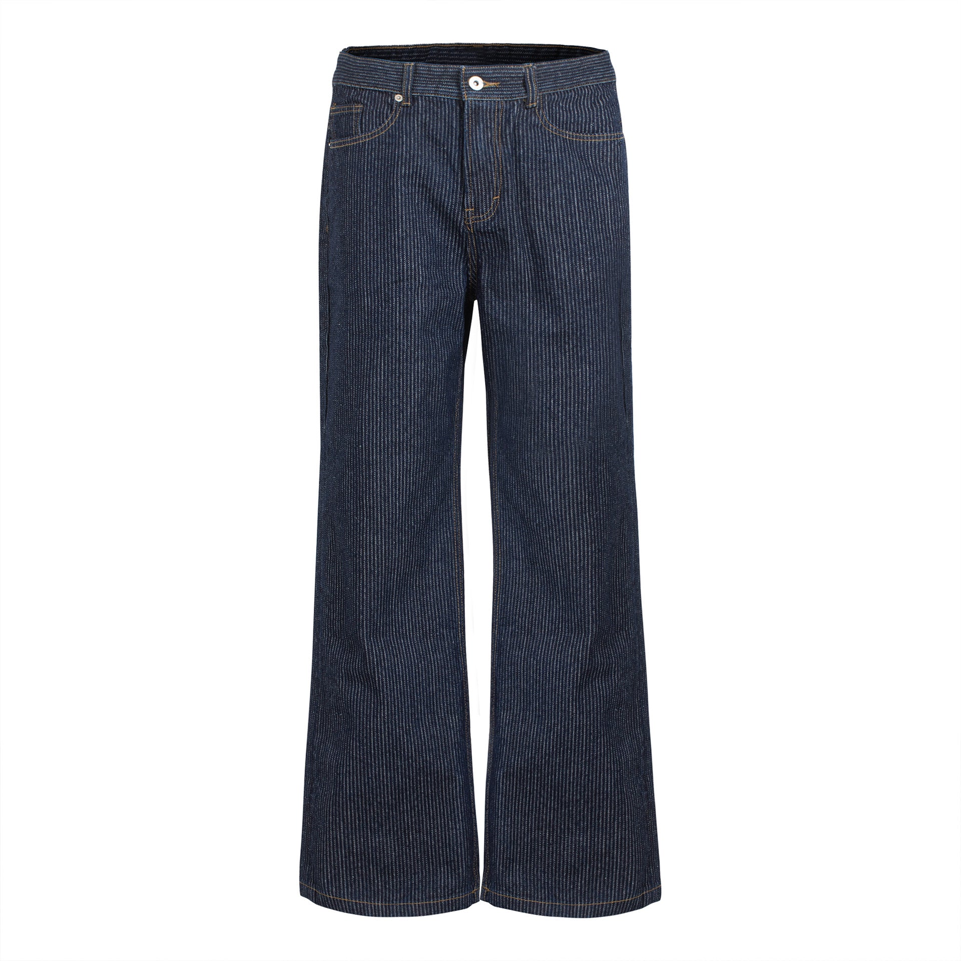 Jeans - Washed straight-leg wide-leg with slight ruffles