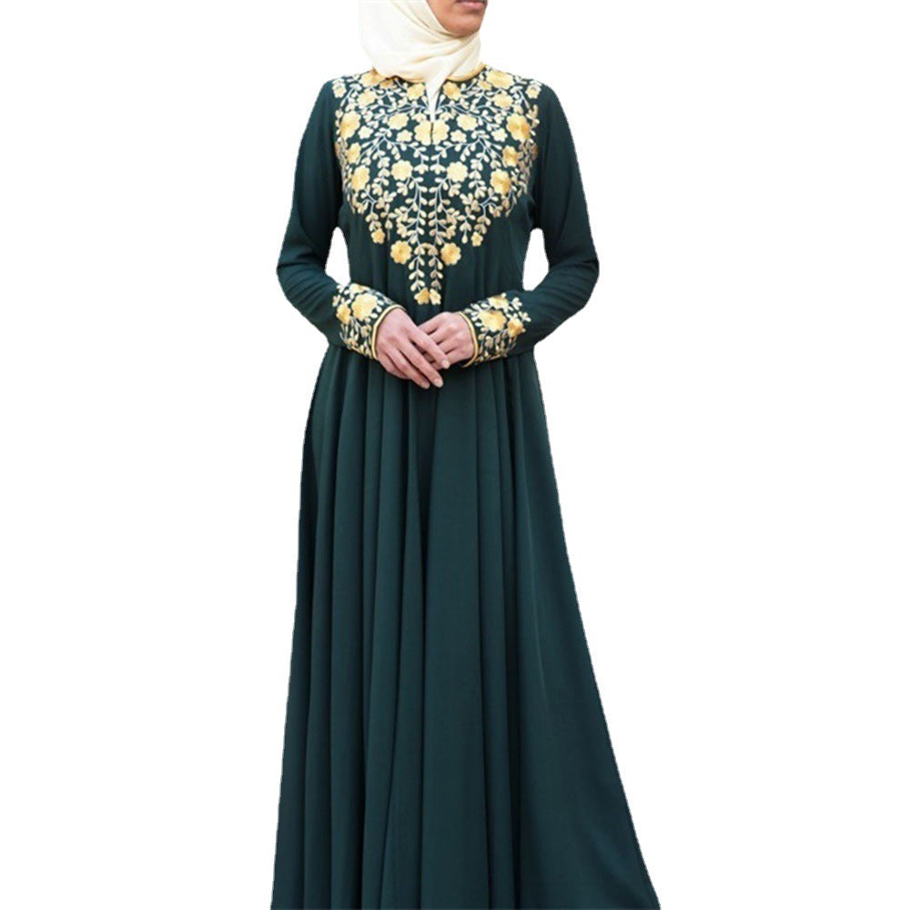 Printed fashionable long robe dress