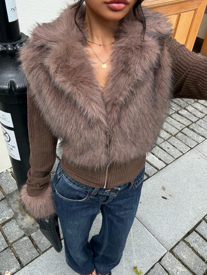 Plush Splicing Cardigan