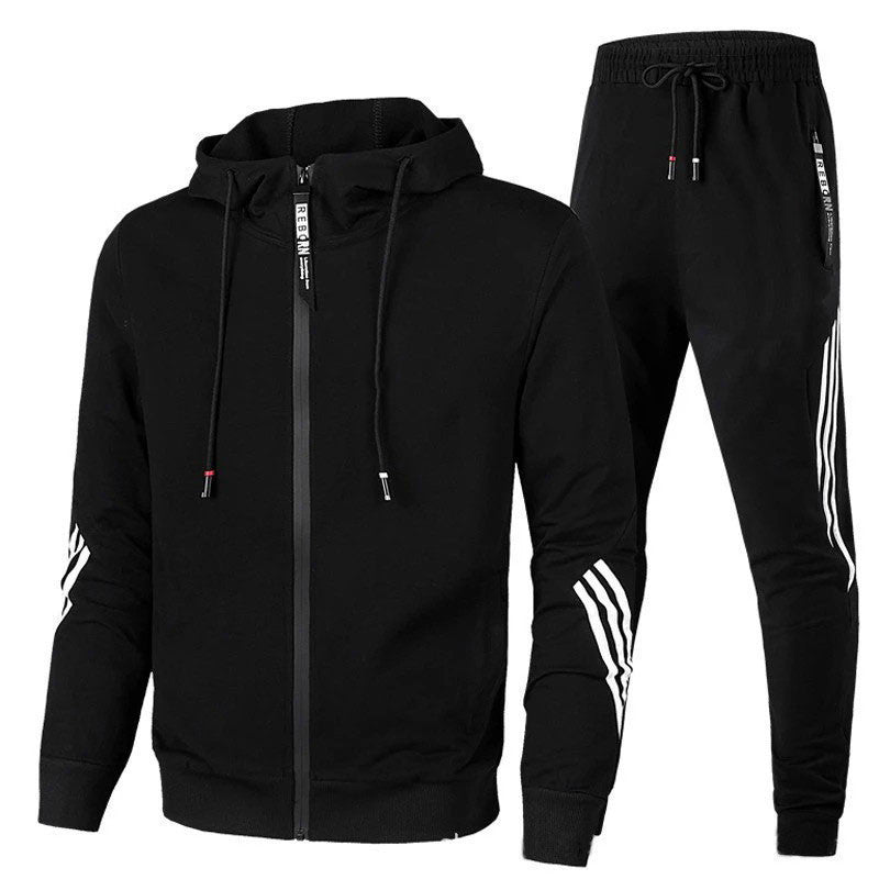 Men's Fleece-Lined Hooded Sweatshirt and Pants Set