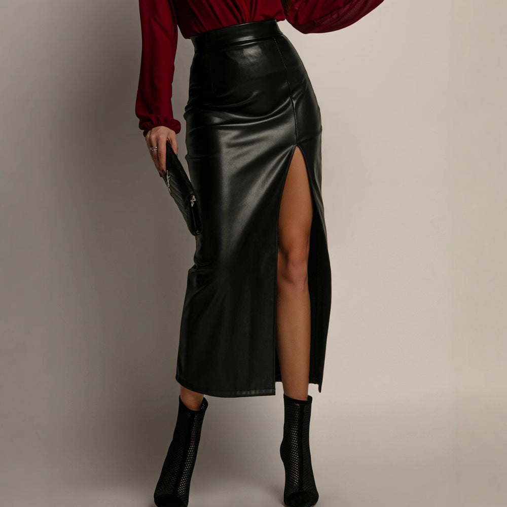 Leather Slit Skirt