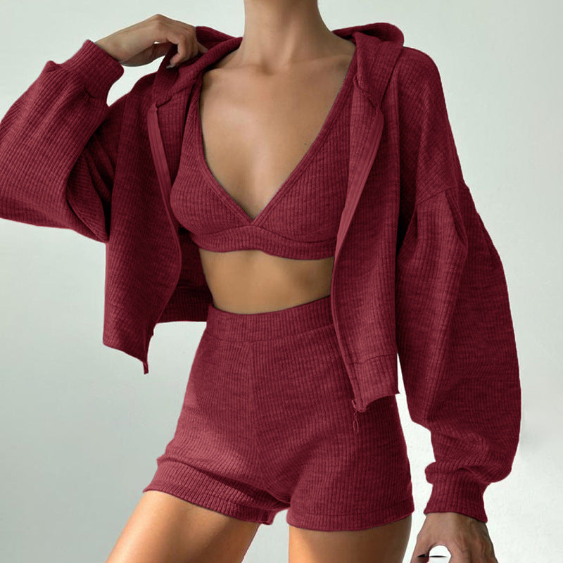 Women's Zipper Hooded Tracksuit