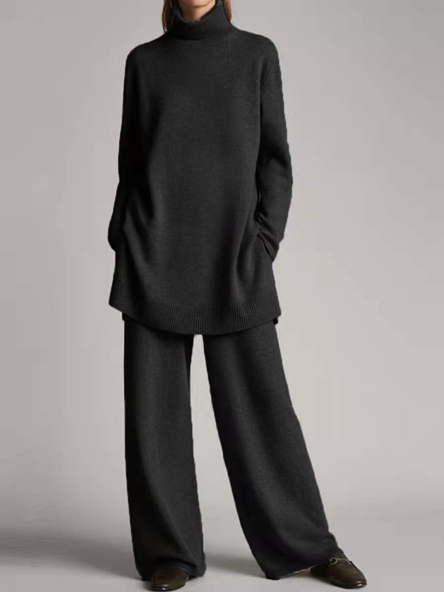 High-Neck Loose Casual Two-Piece Set