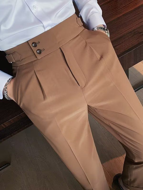 Men's High Waist Straight Leg Trousers