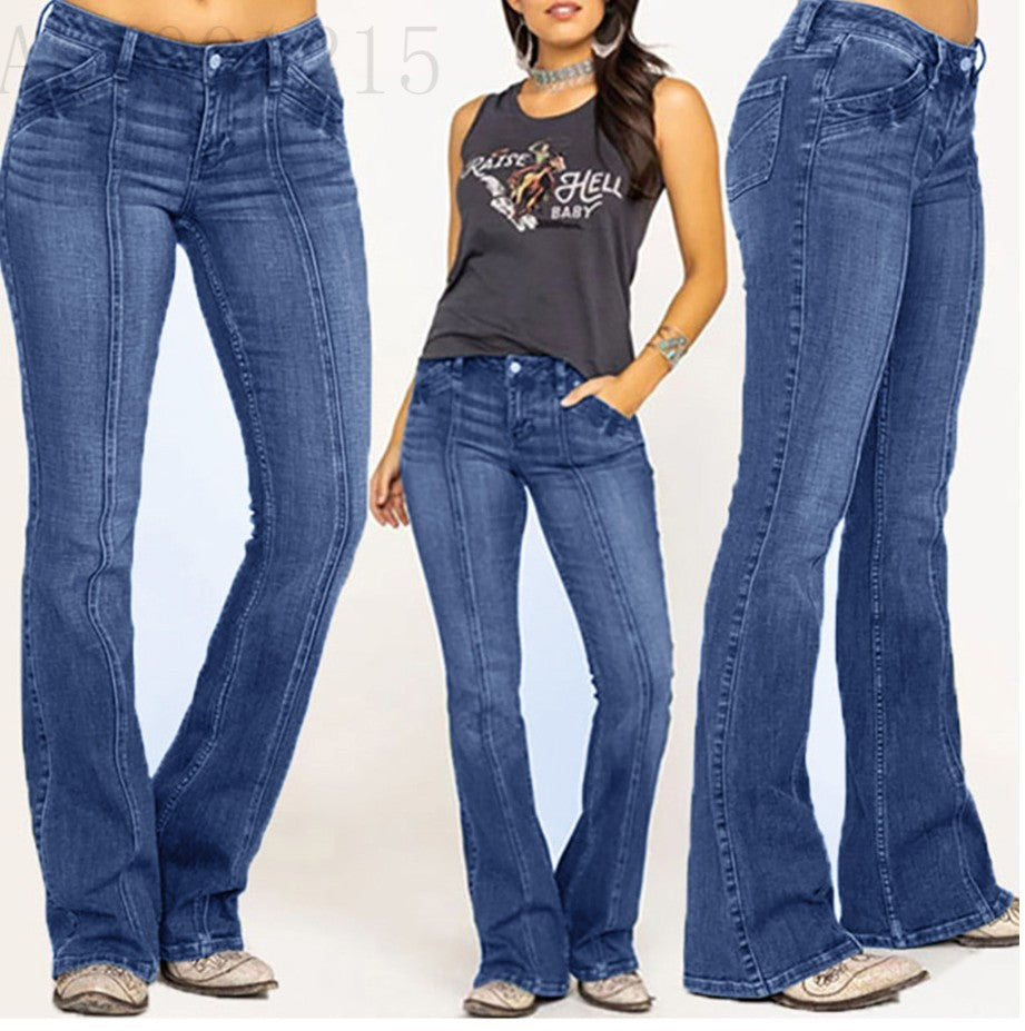 Women's Low Waist Flared Denim Jeans