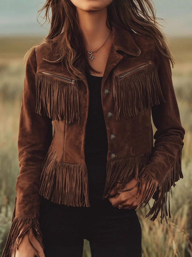 Solid color lapel short slim-fit women's jacket