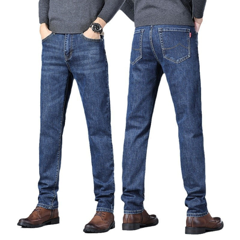 Men's Slim-fit fleece-lined Thickened Jeans