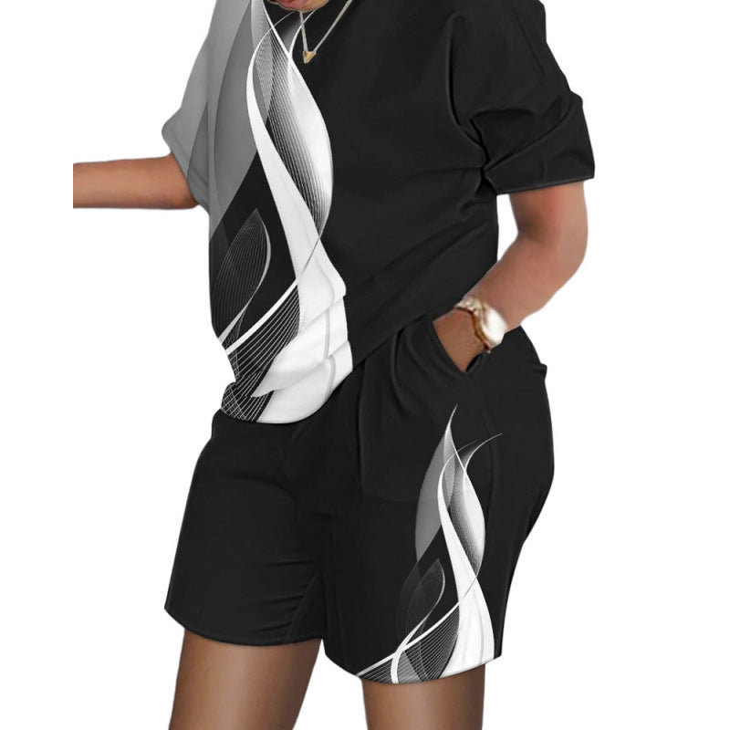 Short-Sleeved Printed Commuter Suit