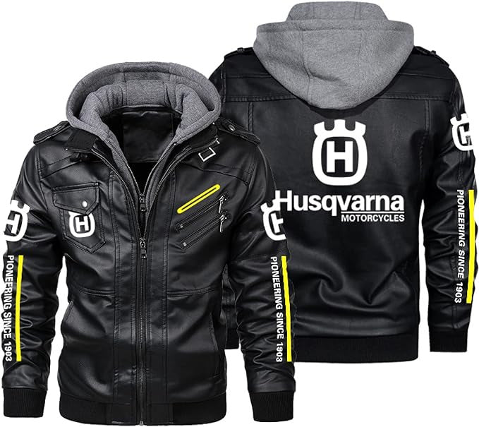 Men's Windproof PU Leather Jacket with Fleece Lining