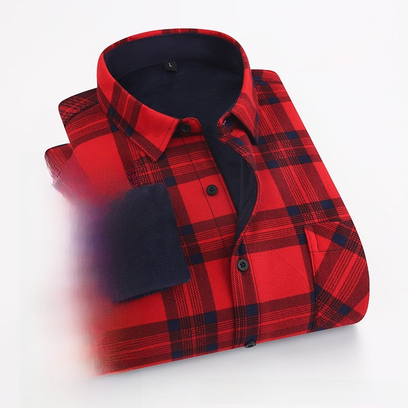 Men's Fleece-Lined Flannel Plaid Shirt