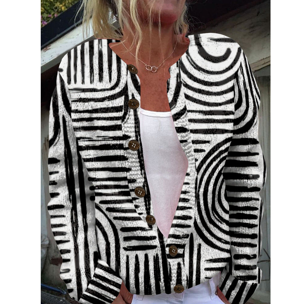 Women's Animal Print Knitted Cardigan