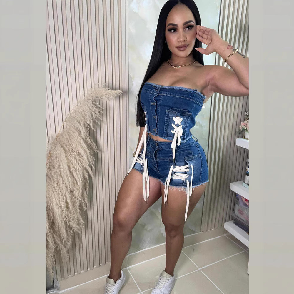 European style women's jeans set