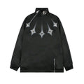American-style zipper-enclosed high-neck pullover sweater