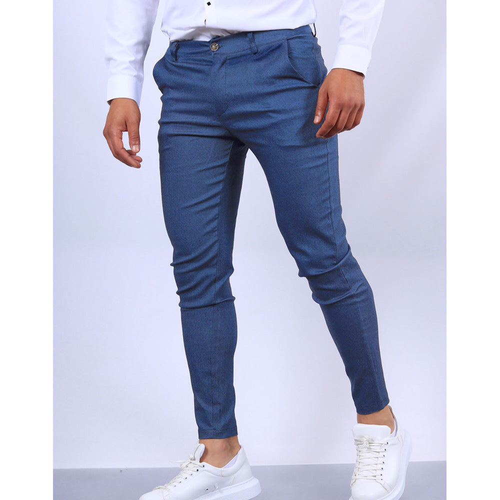 Men's Solid Color Texture Casual Trousers
