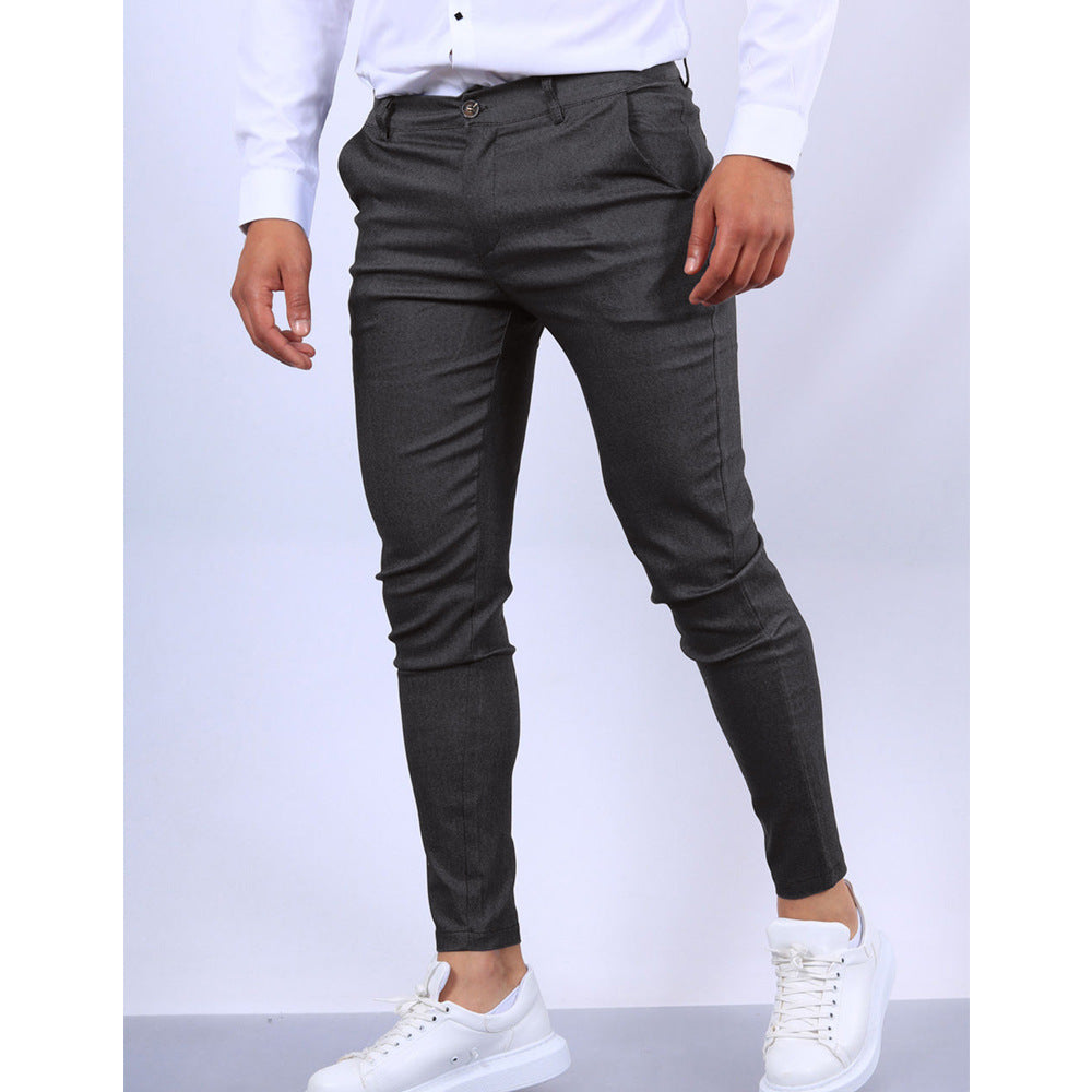 Men's Solid Color Texture Casual Trousers