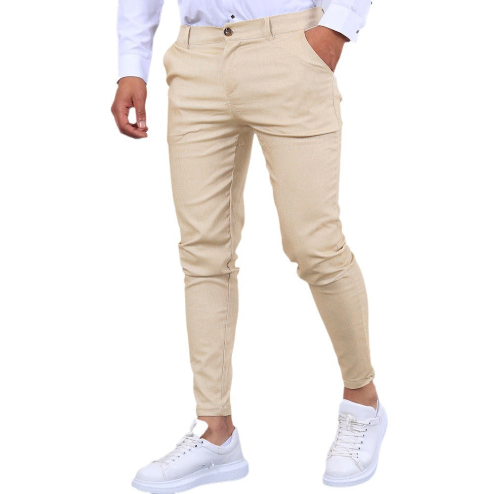 Men's Solid Color Texture Casual Trousers