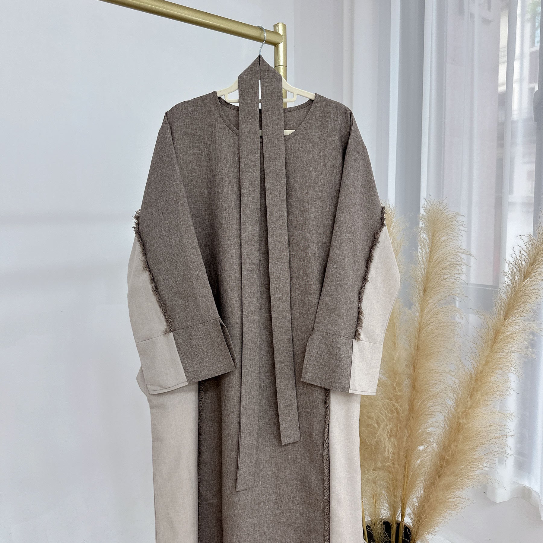 Elegant robe set dress, belt, and cardigan