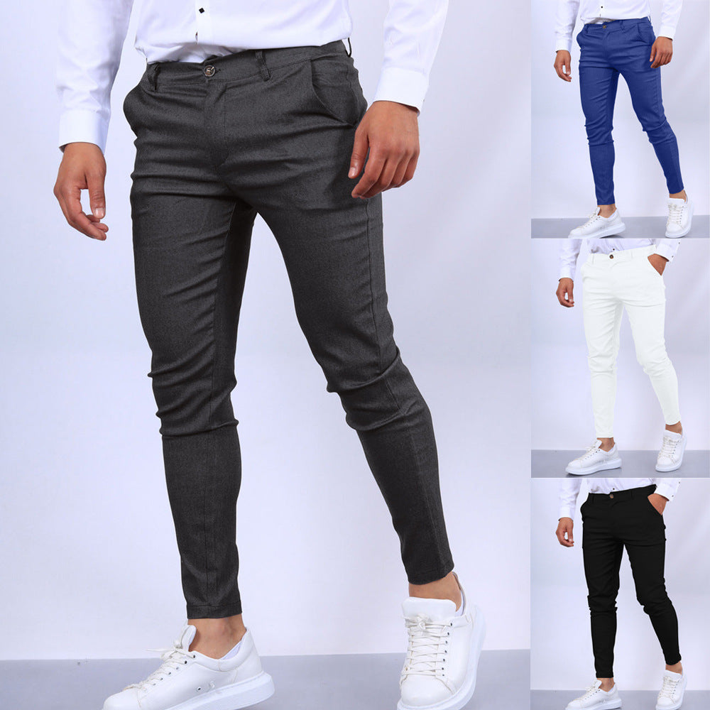 Men's Solid Color Texture Casual Trousers