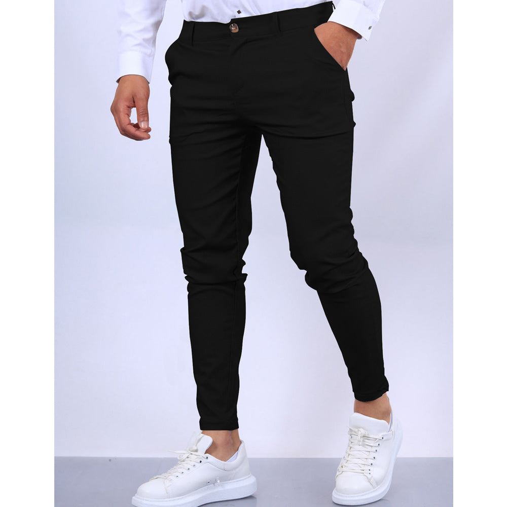 Men's Solid Color Texture Casual Trousers