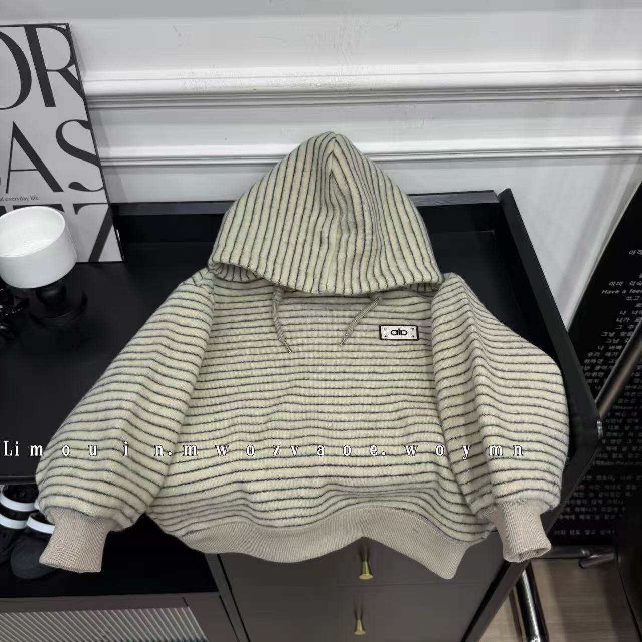 Children's Striped Fleece-Lined Thickened Hoodie