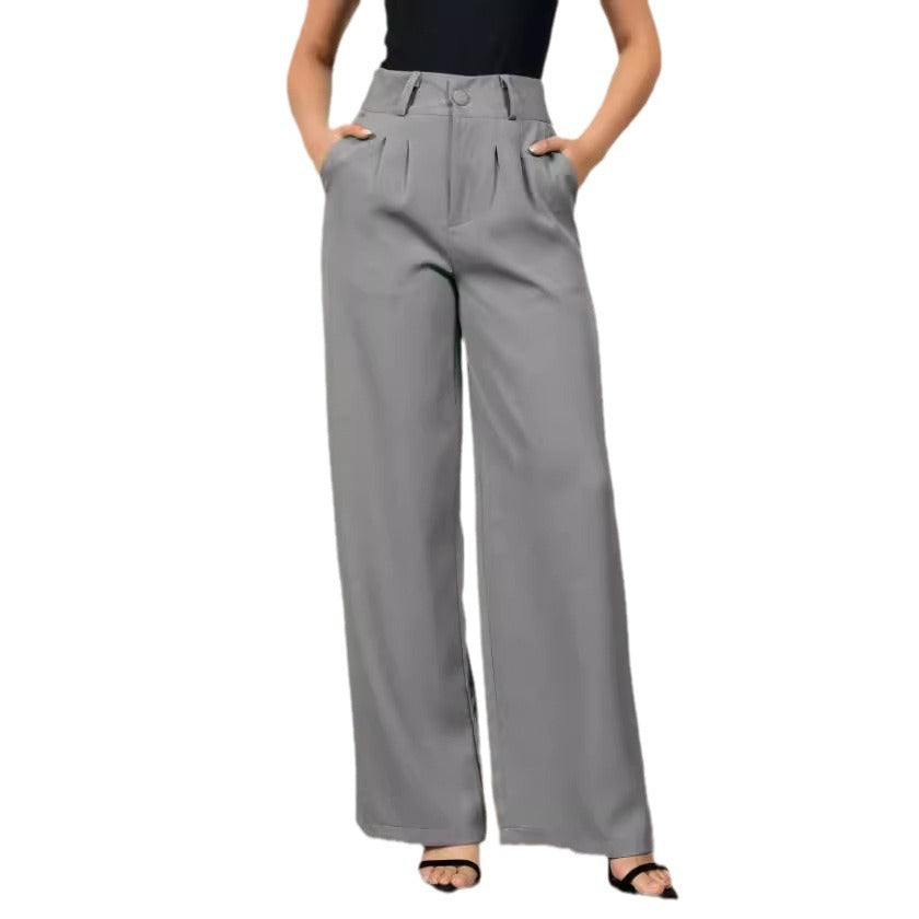 Women's High Waist Casual Straight Leg Trousers