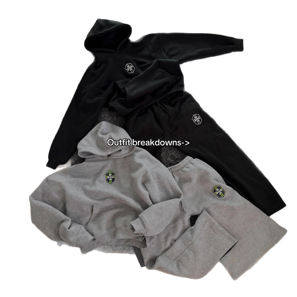 Men's Embroidered Hooded Sweatshirt and Trousers Set