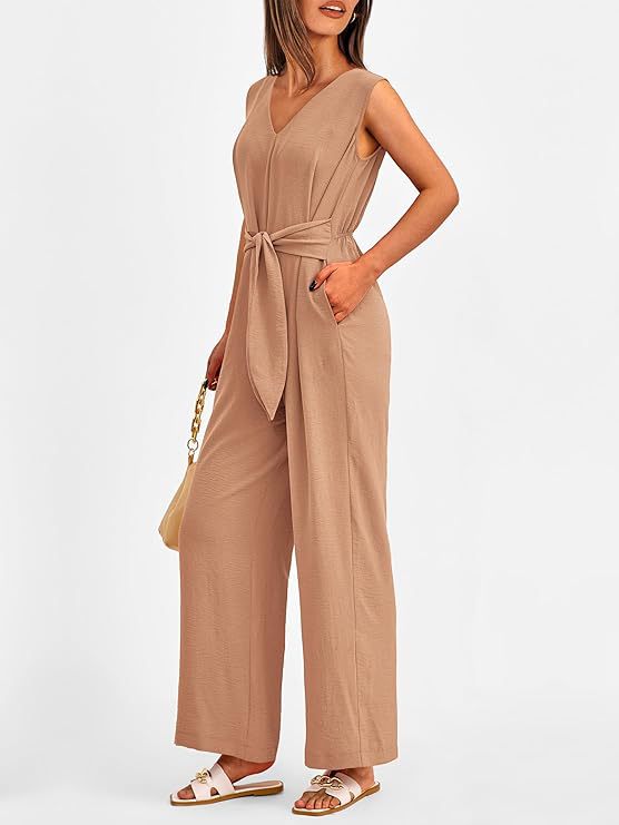 V-neck wide-leg jumpsuit