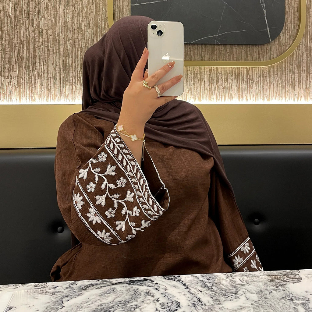 Embroidered long robe dress