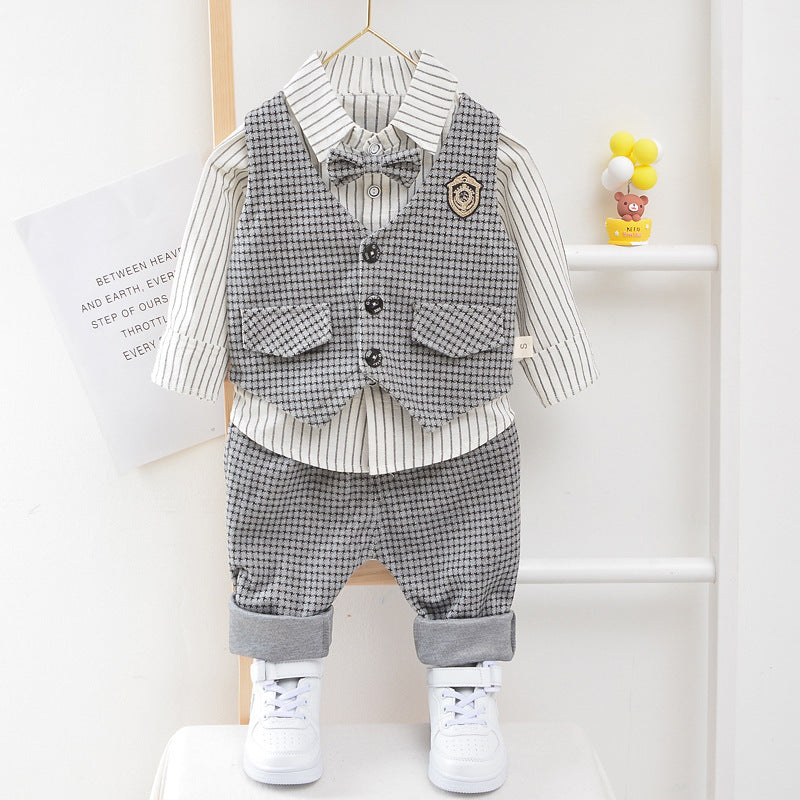Boys' Plaid Three-Piece Suit