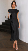 Satin solid-colored dress