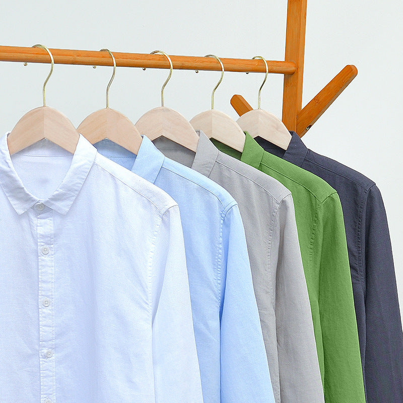 Cotton and linen long-sleeved shirt