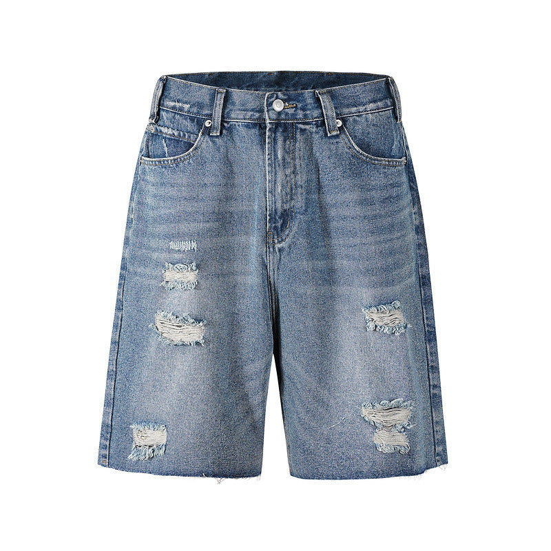 Vintage Washed Distressed Denim Shorts