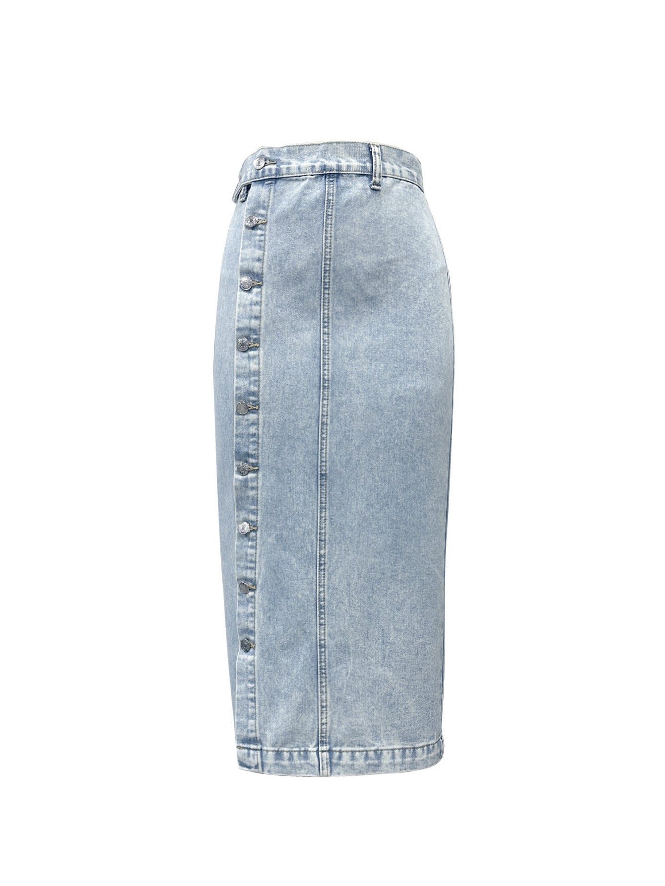 High-waisted split hem denim skirt