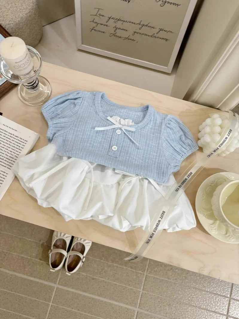 Children's Cotton Short Sleeve T-Shirt and Skirt Set