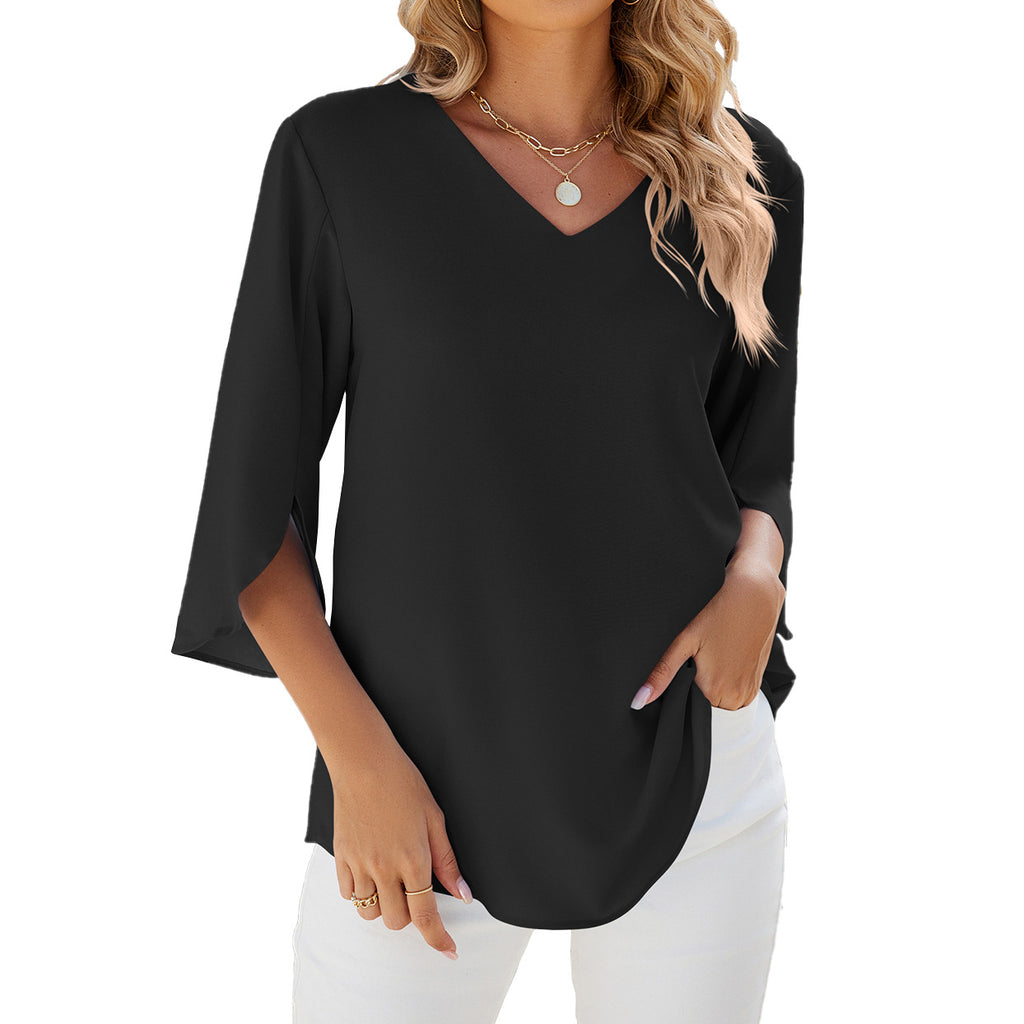 Women's V-Neck Loose Chiffon Shirt