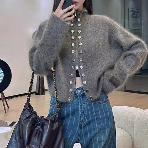 Women's Lazy Style Double-Breasted Knitted Cardigan